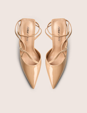 Idol Nude Patent Buckle Strappy Detail Stiletto Court High Heels