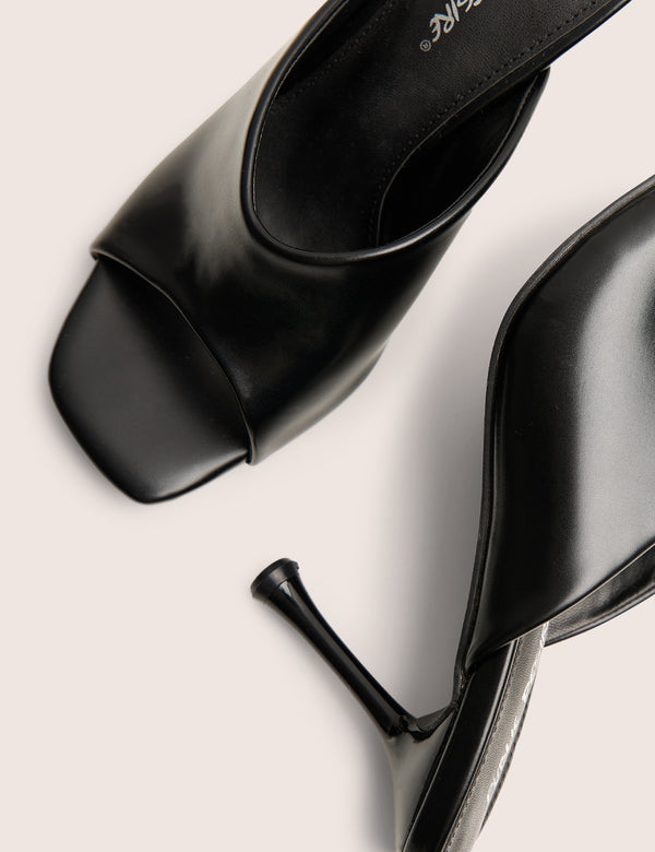 J'adore Black Mule Heels