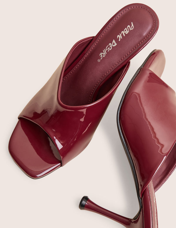 J'adore Burgundy Mule Heels