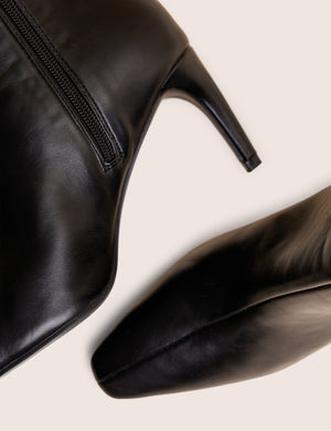 Jenny Black Curved Heel Knee High Boots