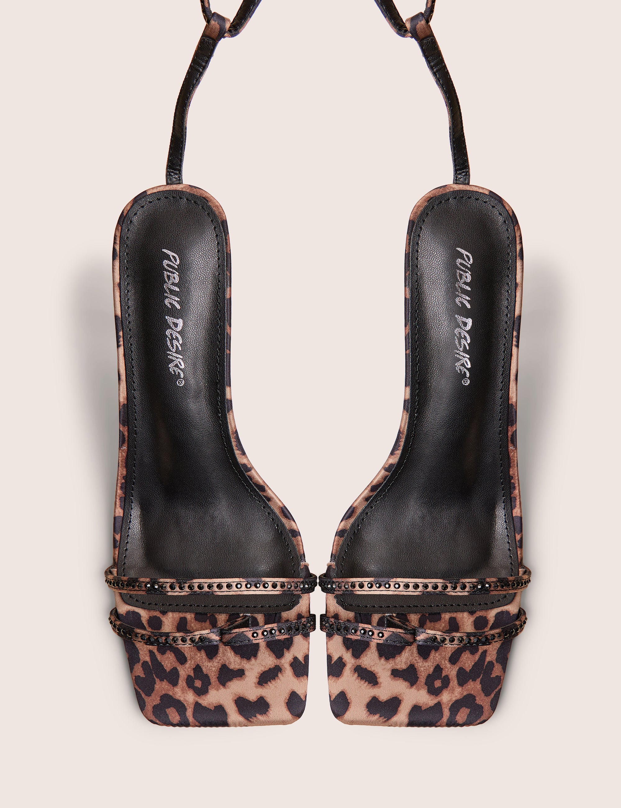 Jericho Leopard Toe Post Embellished Mid Heels | Public Desire Jericho Leopard Toe Post Embellished Mid Heels | Public Desire
