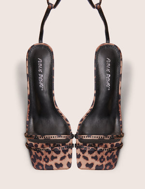 Jericho Leopard Toe Post Embellished Mid Heels