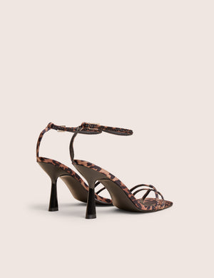 Jericho Leopard Toe Post Embellished Mid Heels