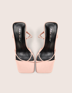 Jiggy Light Pink Pu Stiletto Square Toe Barely There Heels