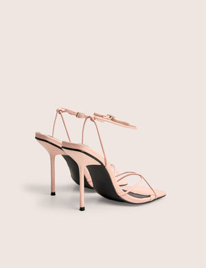 Jiggy Light Pink Pu Stiletto Square Toe Barely There Heels