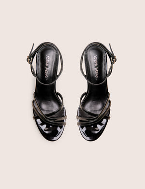 Juliette Black Minimal Strap Detail Kitten Heels