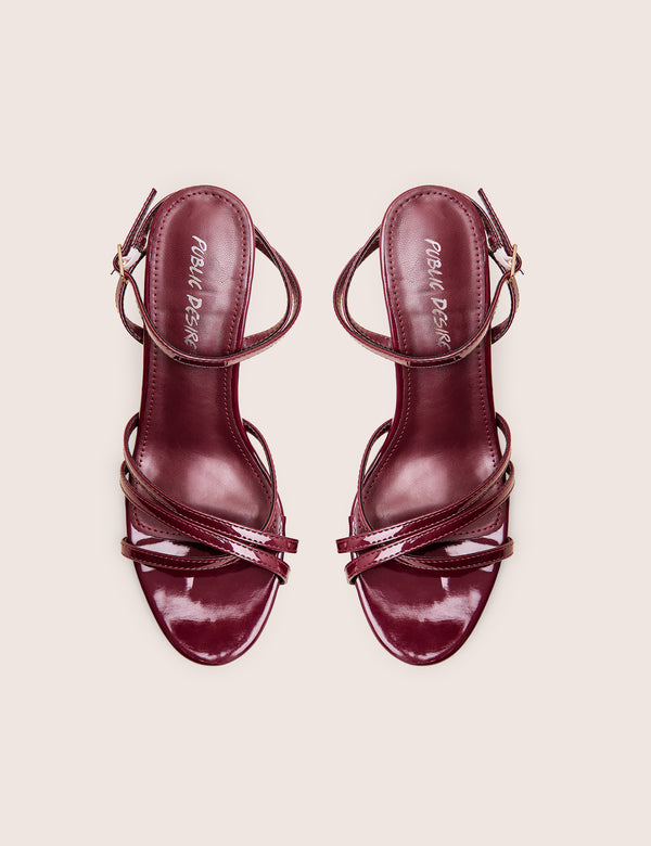 Juliette Burgundy Minimal Strap Detail Kitten Heels