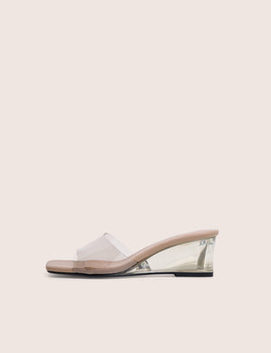 Juno Grey Perspex Slip on Mule Heels