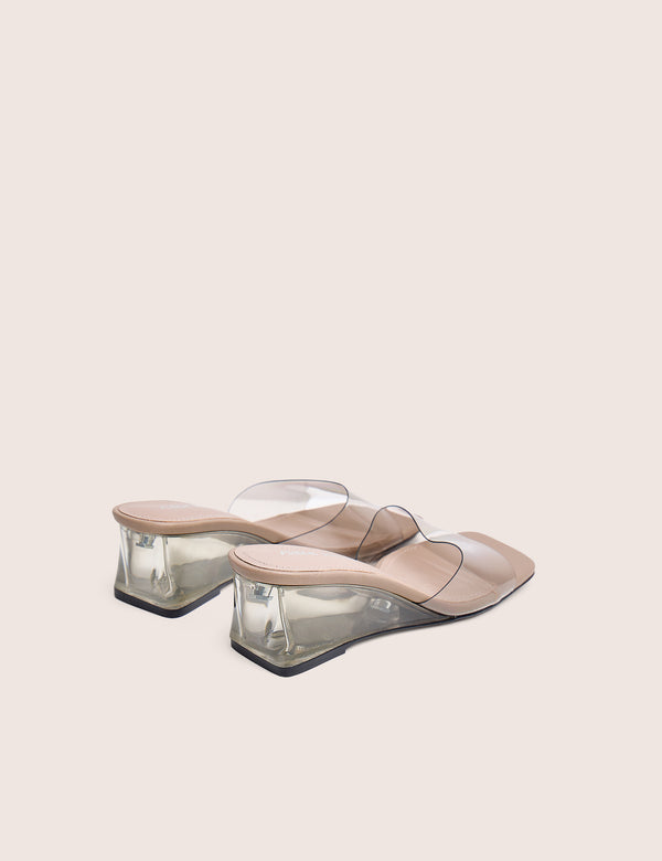Juno Grey Perspex Slip on Mule Heels
