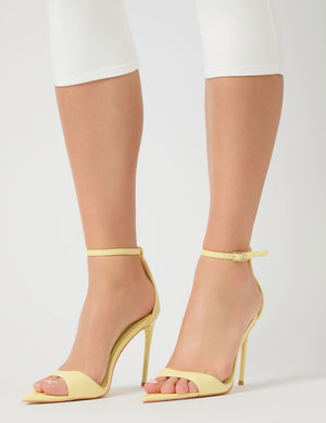 Kelisa Lemon Pu Pointed Toe Barely There Stiletto High Heels