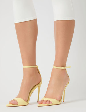Kelisa Lemon Pu Pointed Toe Barely There Stiletto High Heels