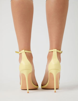 Kelisa Lemon Pu Pointed Toe Barely There Stiletto High Heels