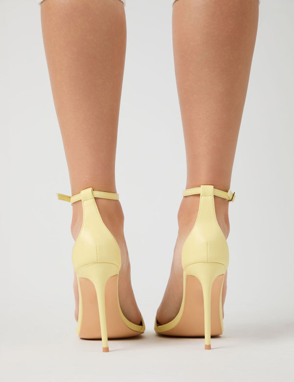 Kelisa Lemon Pu Pointed Toe Barely There Stiletto High Heels