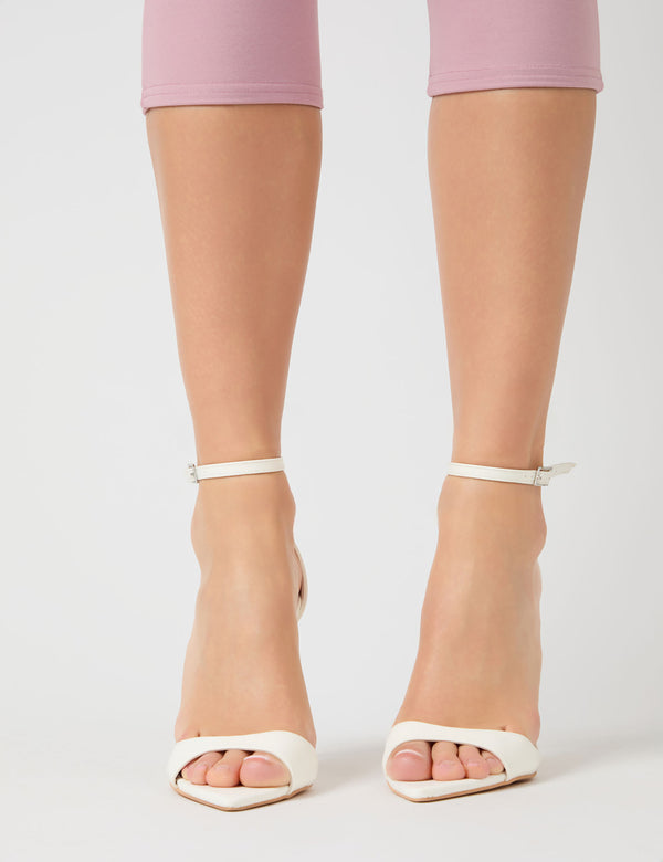 Kelisa White Pu Pointed Toe Barely There Stiletto High Heels