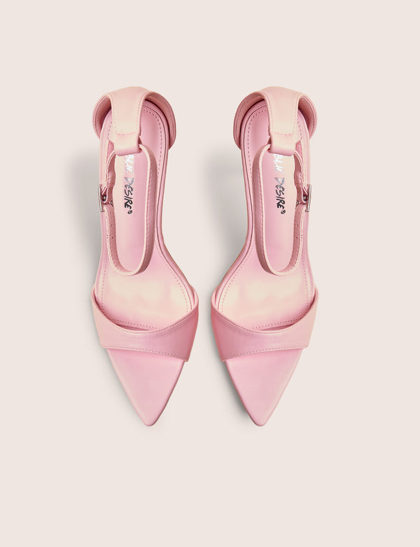 Kelisa Pink Pu Pointed Toe Barely There Stiletto High Heels