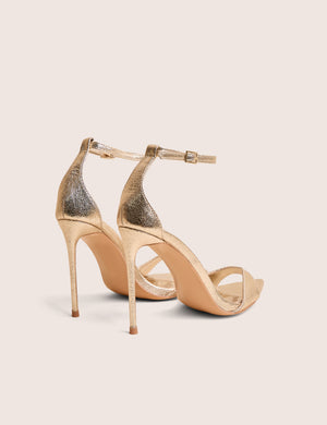 Kelisa Gold Cracked Pu Pointed Toe Barely There Stiletto High Heels