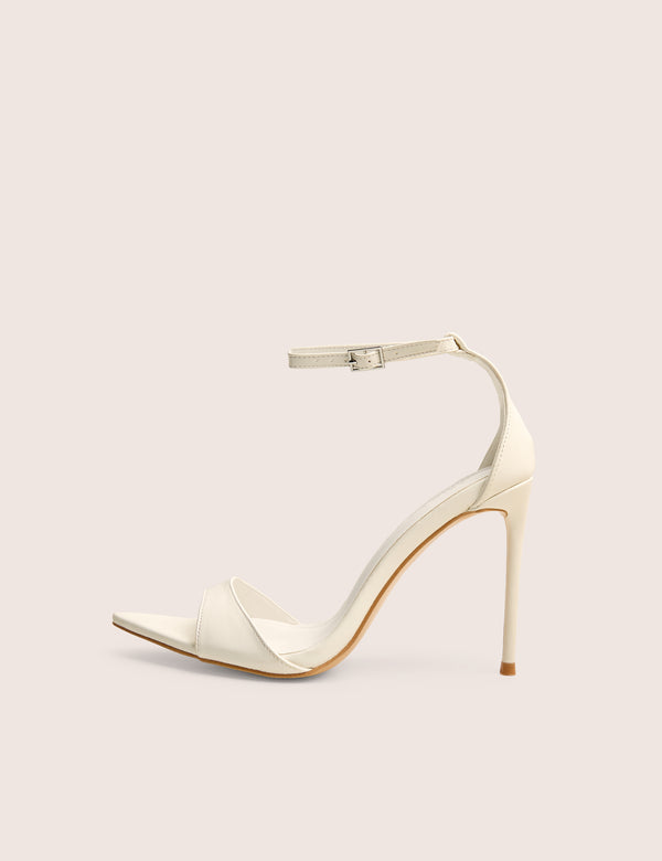 Kelisa White Pu Pointed Toe Barely There Stiletto High Heels