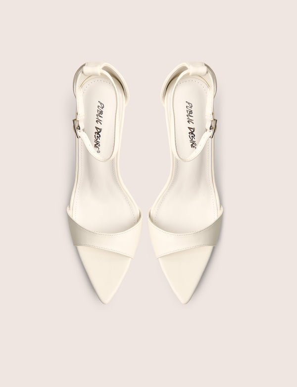Kelisa White Pu Pointed Toe Barely There Stiletto High Heels