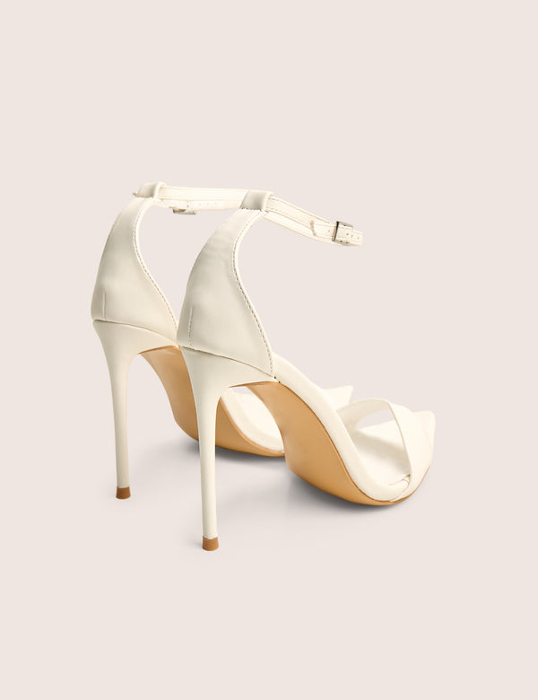 Kelisa White Pu Pointed Toe Barely There Stiletto High Heels
