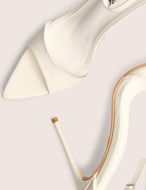 Kelisa White Pu Pointed Toe Barely There Stiletto High Heels