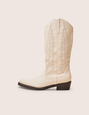 Koboi White Western Flat Cowboy Boots