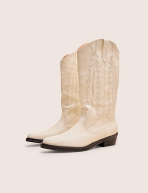 Koboi White Western Flat Cowboy Boots