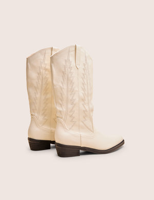 Koboi White Western Flat Cowboy Boots