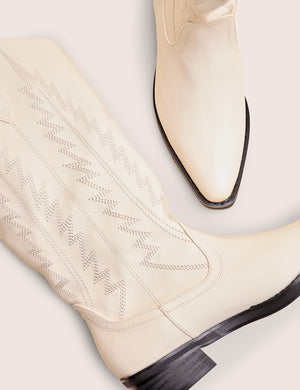 Koboi White Western Flat Cowboy Boots