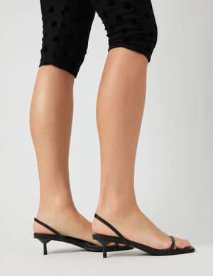 Kyrie Black Pu Slingback Barely There Low Heels