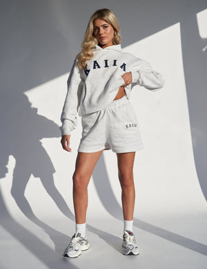 Kaiia Oversized Logo Hoodie In Grey Marl