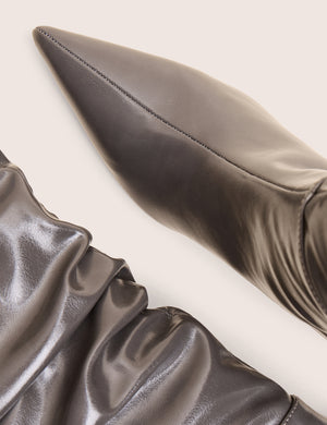 La Dolce Vita Slate Grey Rouched Kitten Heel Knee High Boots