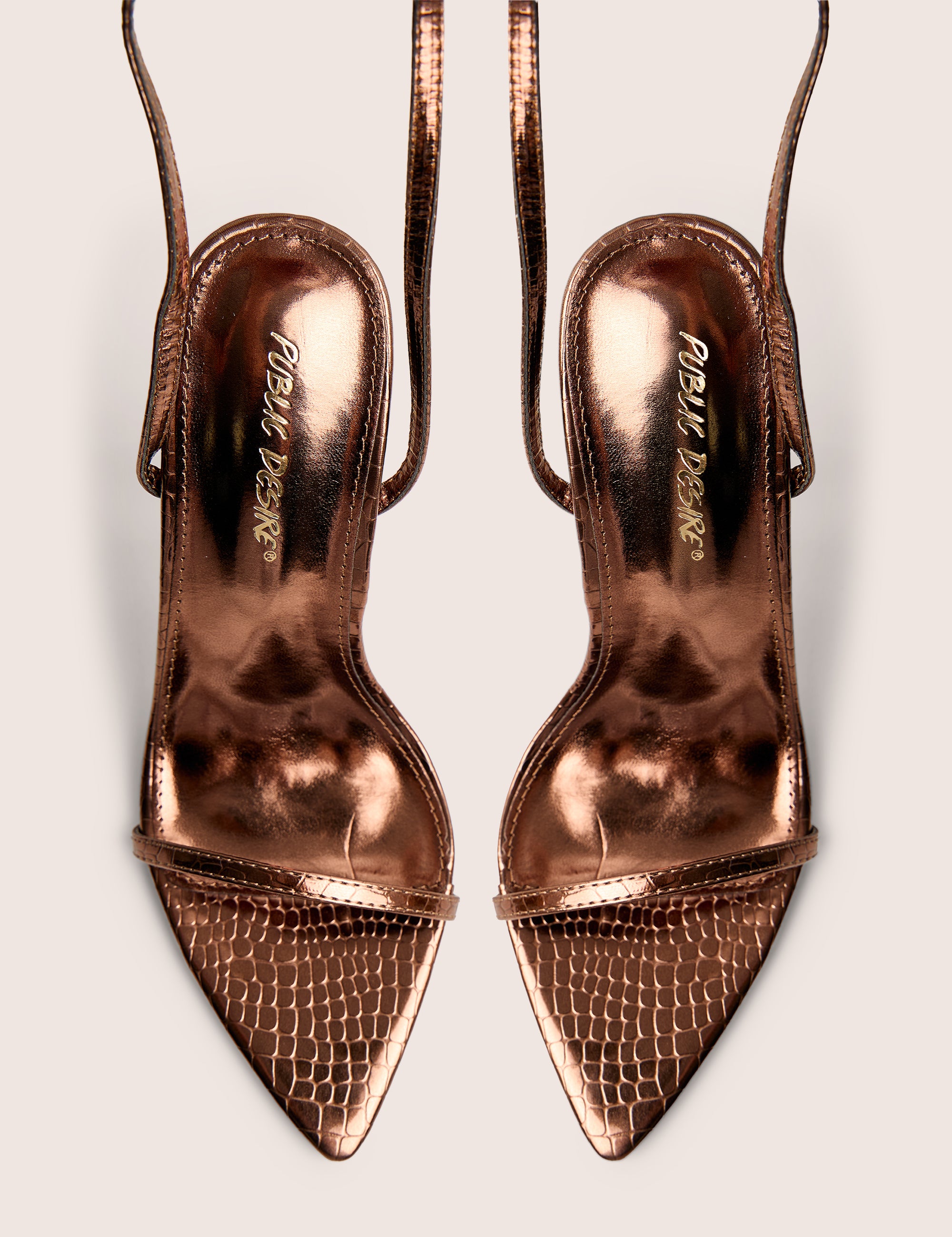 Legacy Bronze Croc Barely There Pointed Toe Gold Stiletto Heels