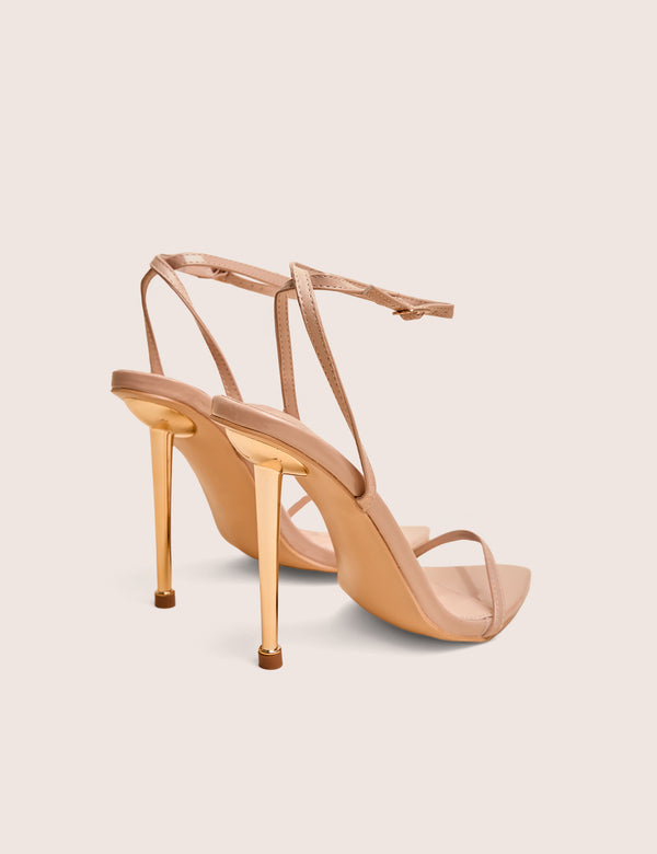 Legacy Nude Barely There Pointed Toe Gold Stiletto Heels