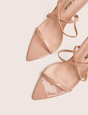 Legacy Nude Barely There Pointed Toe Gold Stiletto Heels