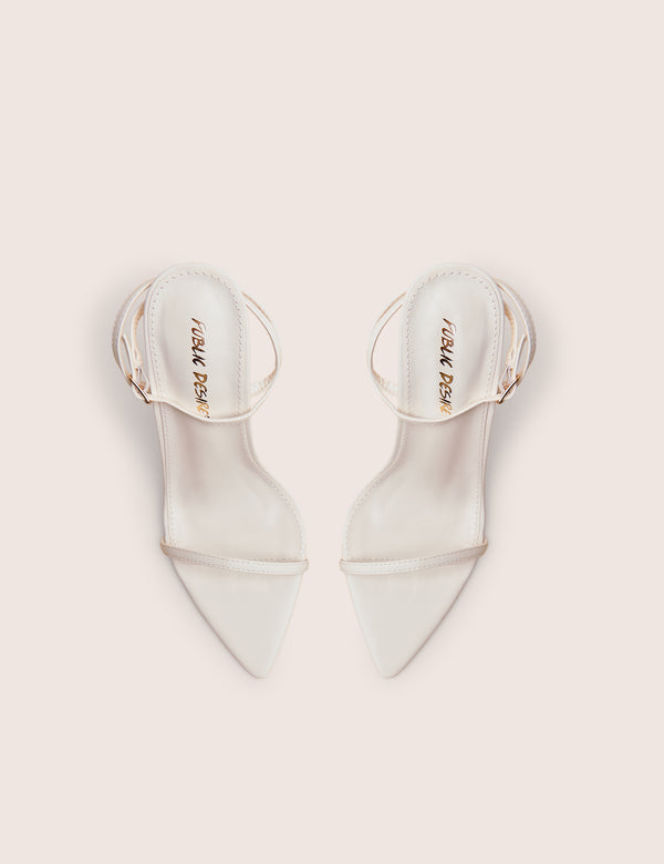 Legacy White Barely There Pointed Toe Gold Stiletto Heels