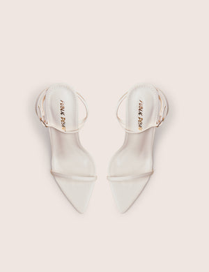 Legacy White Barely There Pointed Toe Gold Stiletto Heels