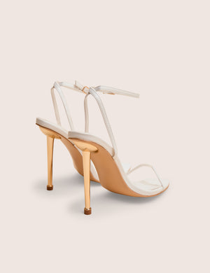 Legacy White Barely There Pointed Toe Gold Stiletto Heels
