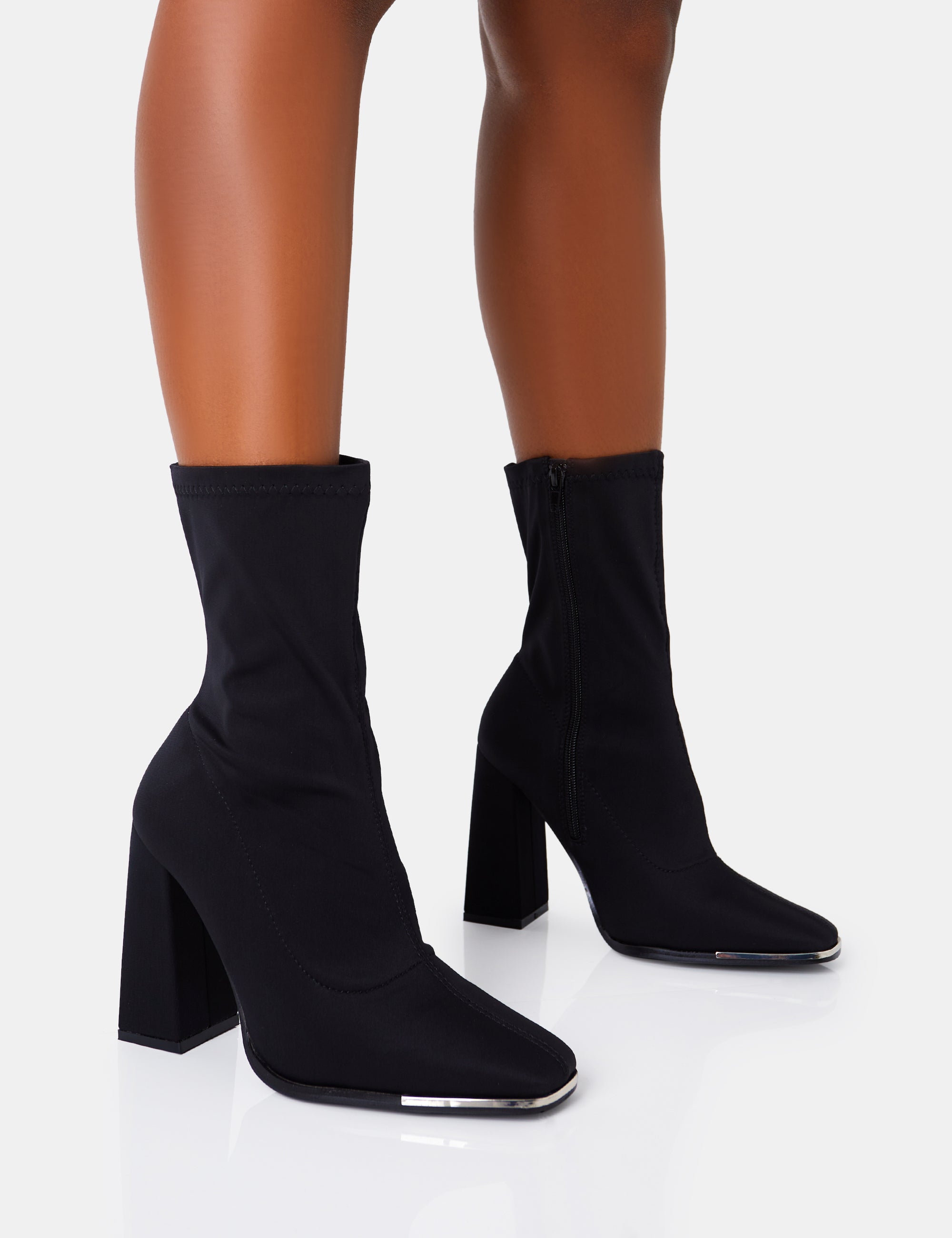 Chesta block heel ankle hotsell boot in black lycra