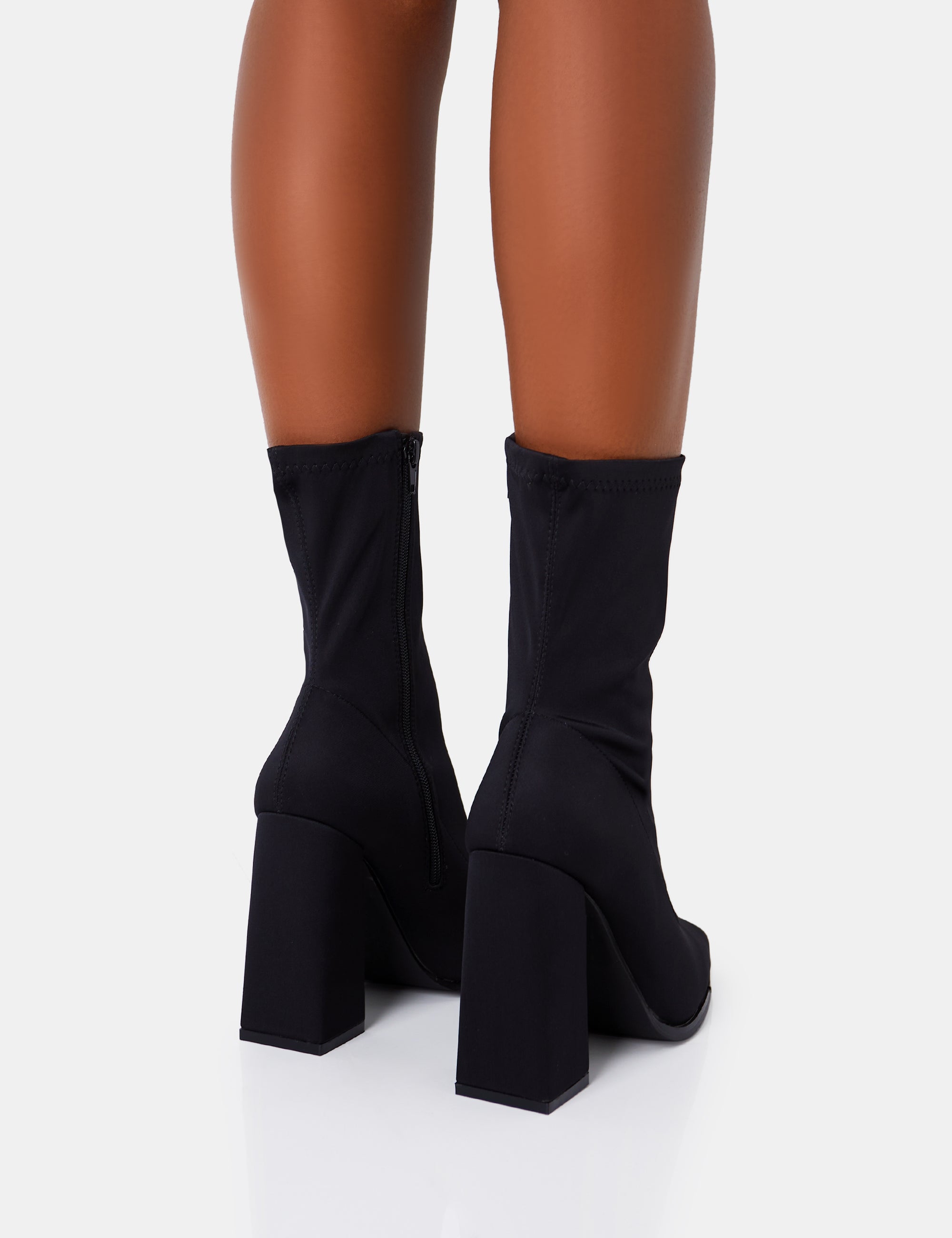 Black sock boots block deals heel