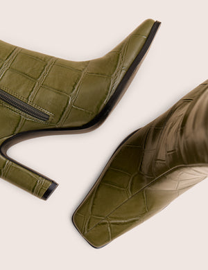 Libre Green Wide Croc Knee High Boots