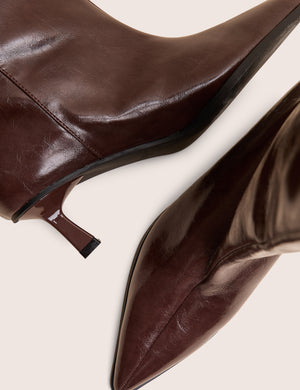 Lola Brown Kitten Heel Knee High Boots