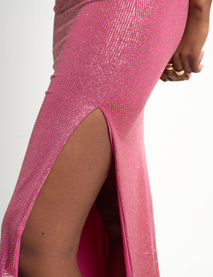 Hot pink sequin maxi skirt shop