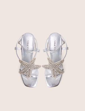 Lumi Silver Starfish Detail Tie High Heels