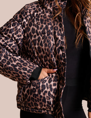 Padded Puffer Coat Leopard Print