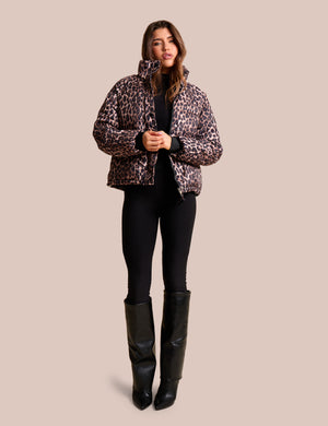 Padded Puffer Coat Leopard Print