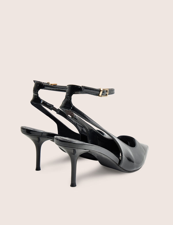 Louis Black Ankle Strap Court Mid Heels