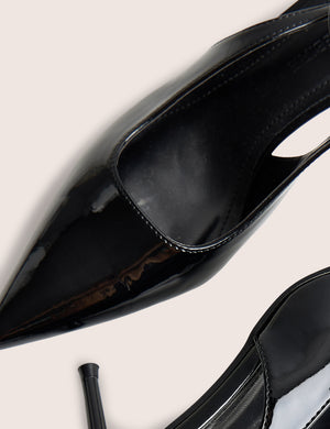 Louis Black Ankle Strap Court Mid Heels
