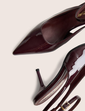 Louis Burgundy Patent Ankle Strap Court Mid Heel