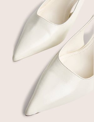 Louis Off White Patent Ankle Strap Court Mid Heel