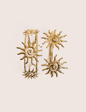Pack of Two Sun Adjustable Bangles in Gold